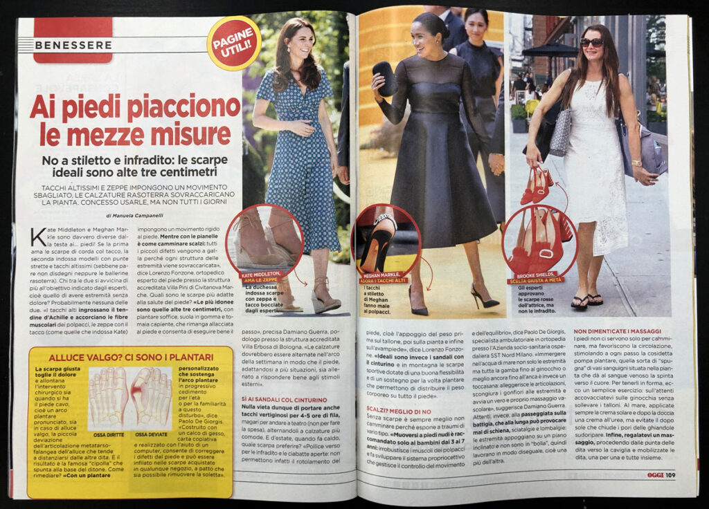 Articolo rivista Oggi - Scarpe estive e benessere piedi